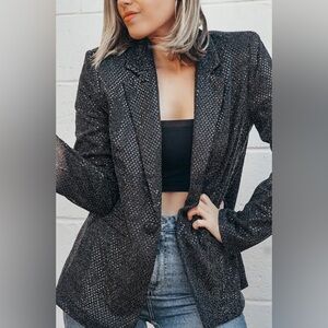 Forever 21 Black Sequin Blazer Small